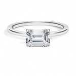 East-West Solitaire Engagement Ring 18K White Gold EM