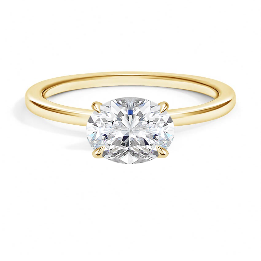 East-West Solitaire Engagement Ring 18K Yellow Gold OV