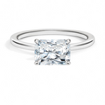 East-West Solitaire Engagement Ring 18K White Gold RA