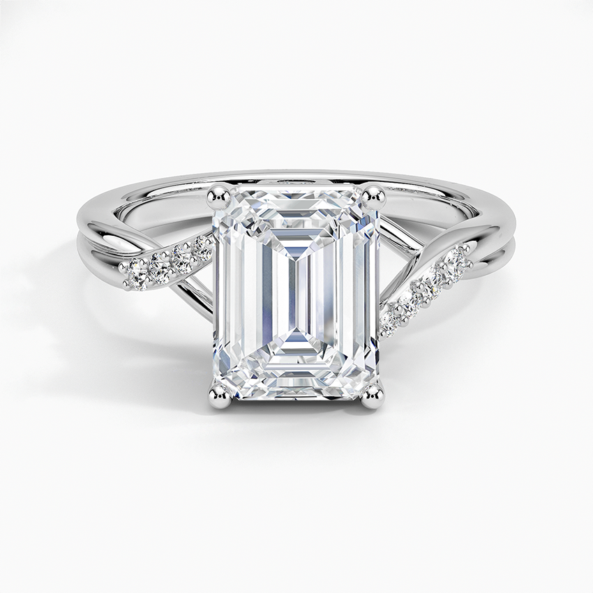 Chamise Diamond Ring (1/15 ct. tw.) Platinum Emerald Engagement Ring
