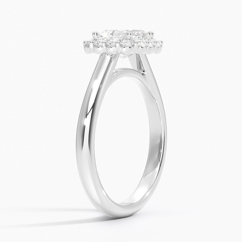 Lotus Flower Halo Diamond Ring (1/4 ct. tw.) Platinum Asscher Engagement Ring