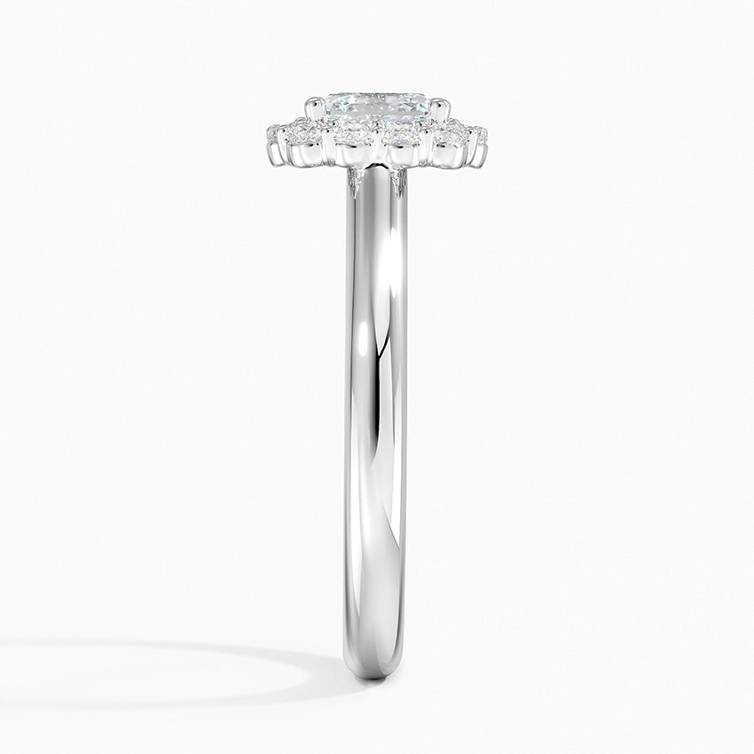 Lotus Flower Halo Diamond Ring (1/4 ct. tw.) Platinum Asscher Engagement Ring