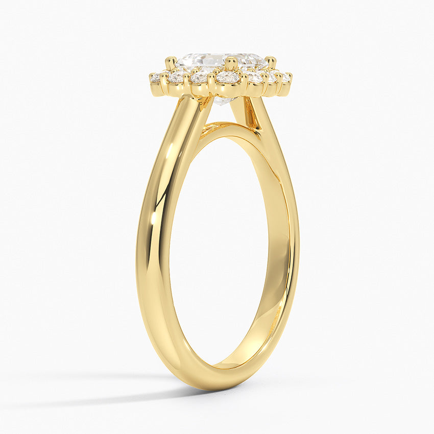 Lotus Flower Halo Diamond Ring (1/4 ct. tw.) Yellow Gold 18k Asscher Engagement Ring