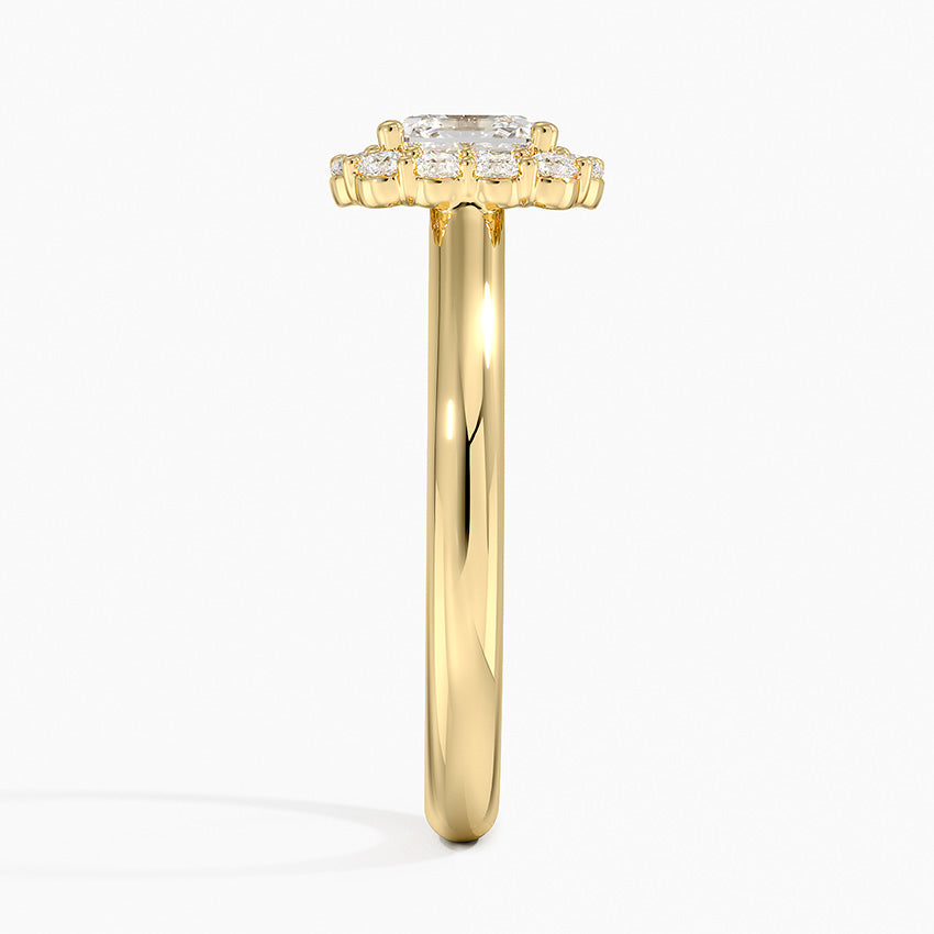 Lotus Flower Halo Diamond Ring (1/4 ct. tw.) Yellow Gold 18k Asscher Engagement Ring