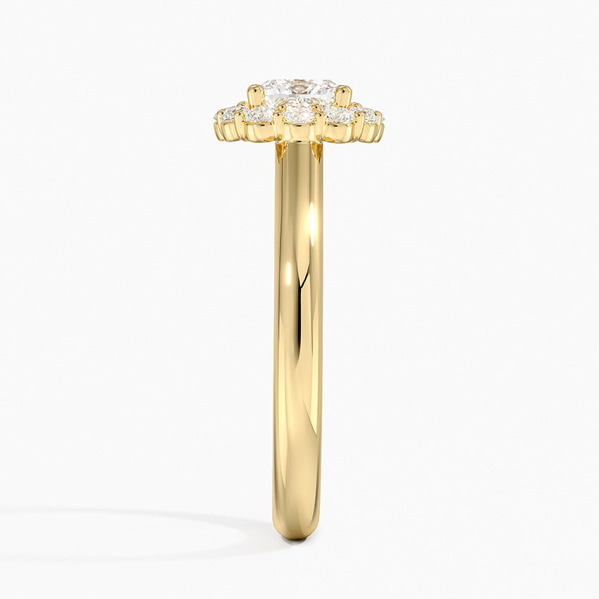 Lotus Flower Halo Diamond Ring (1/4 ct. tw.) Yellow Gold 18k Cushion Engagement Ring