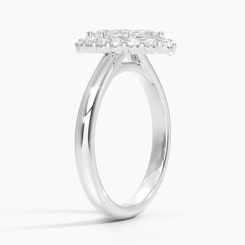 Lotus Flower Halo Diamond Ring (1/4 ct. tw.) Platinum Marquise Engagement Ring