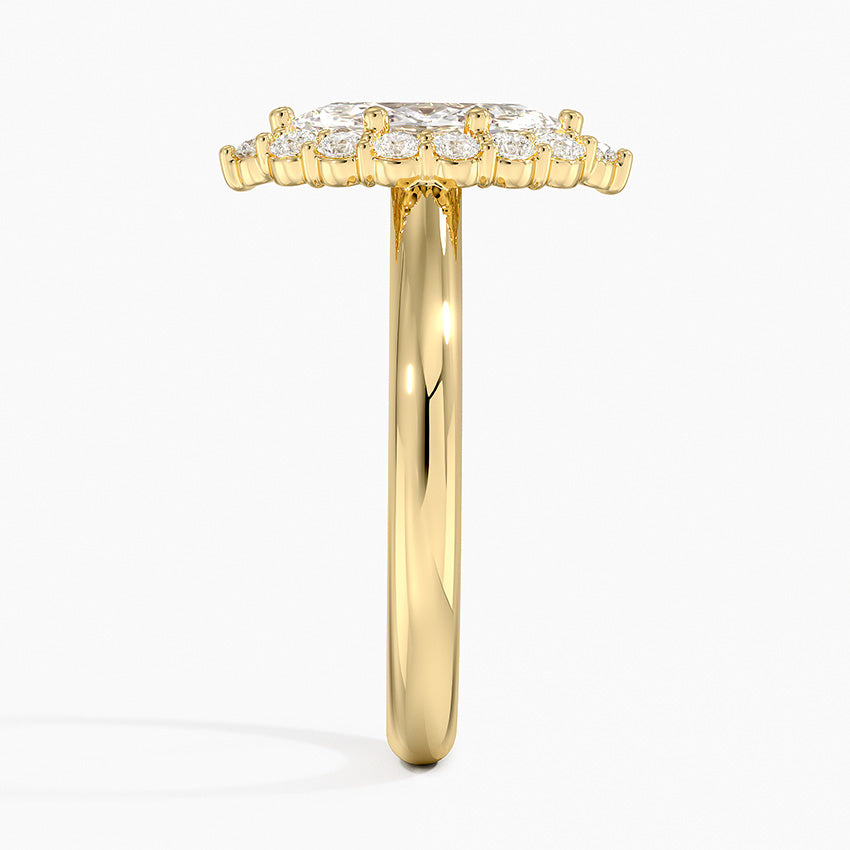 Lotus Flower Halo Diamond Ring (1/4 ct. tw.) Yellow Gold 18k Marquise Engagement Ring