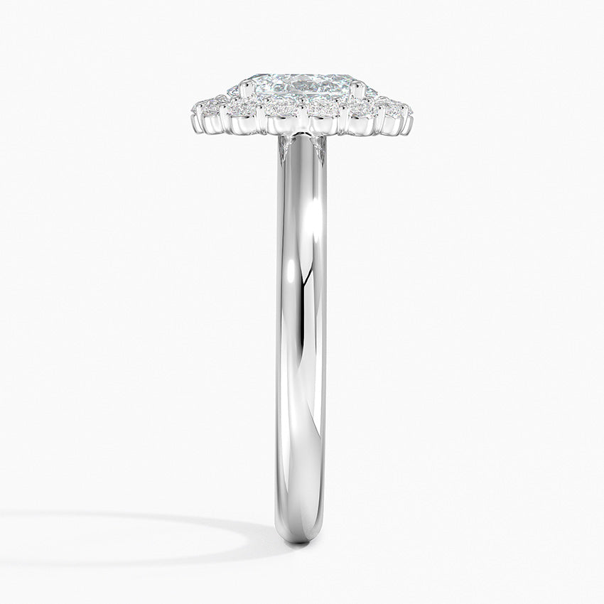 Lotus Flower Halo Diamond Ring (1/4 ct. tw.) Platinum Oval Engagement Ring