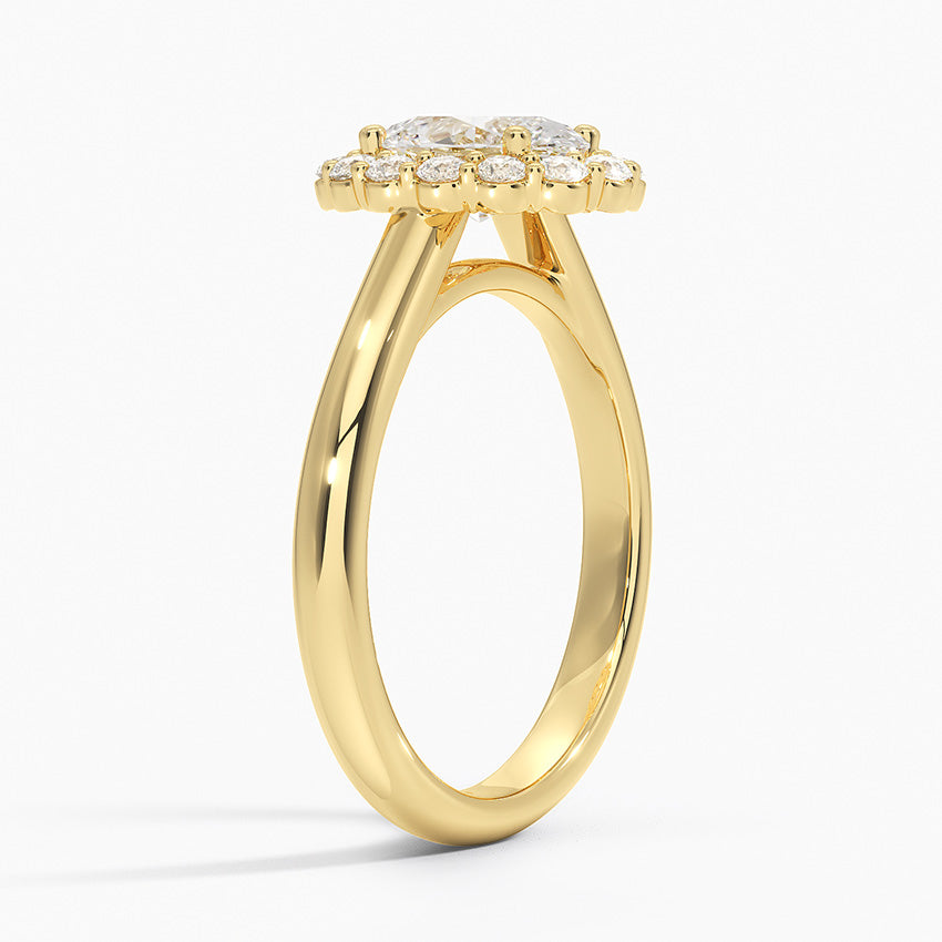 Lotus Flower Halo Diamond Ring (1/4 ct. tw.) Yellow Gold 18k Oval Engagement Ring