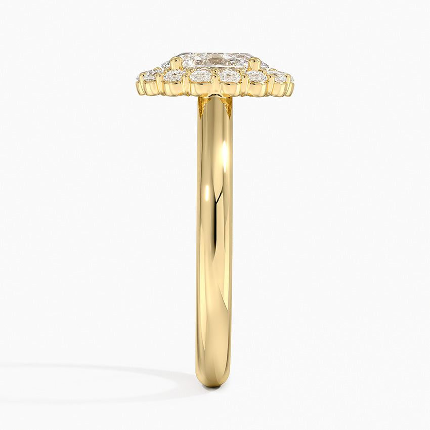 Lotus Flower Halo Diamond Ring (1/4 ct. tw.) Yellow Gold 18k Oval Engagement Ring