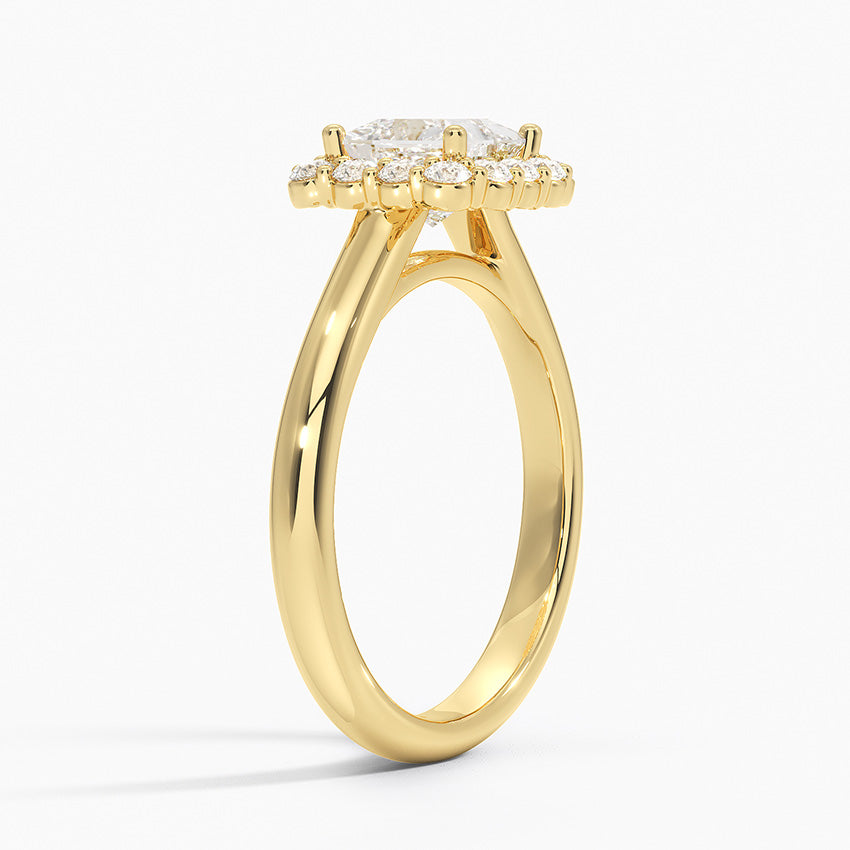 Lotus Flower Halo Diamond Ring (1/4 ct. tw.) Yellow Gold 18k Princess Engagement Ring