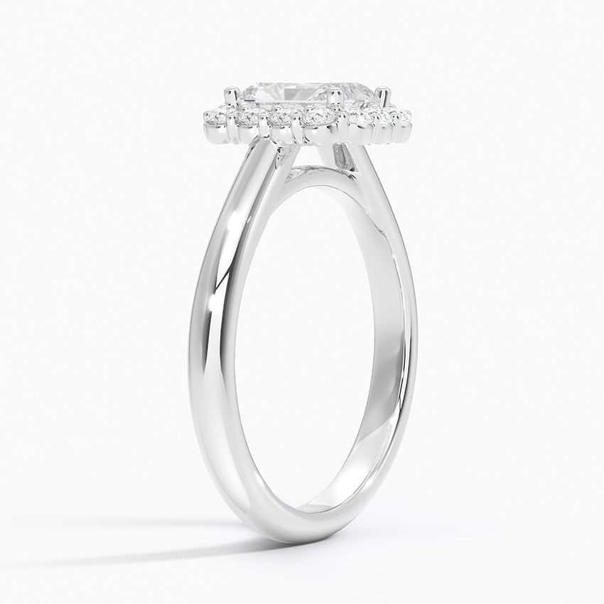Lotus Flower Halo Diamond Ring (1/4 ct. tw.) Platinum Radiant Engagement Ring