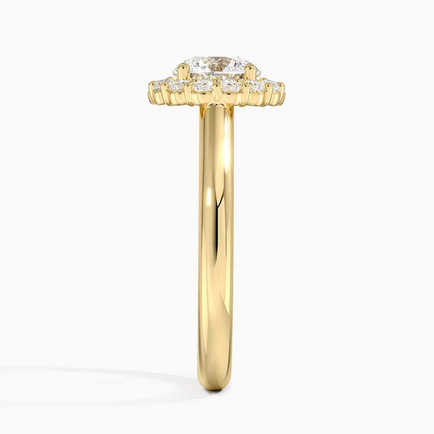 Lotus Flower Halo Diamond Ring (1/4 ct. tw.) Yellow Gold 18k Round Engagement Ring