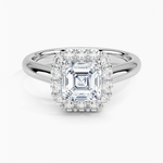 Lotus Flower Halo Diamond Ring (1/4 ct. tw.) Platinum Asscher Engagement Ring