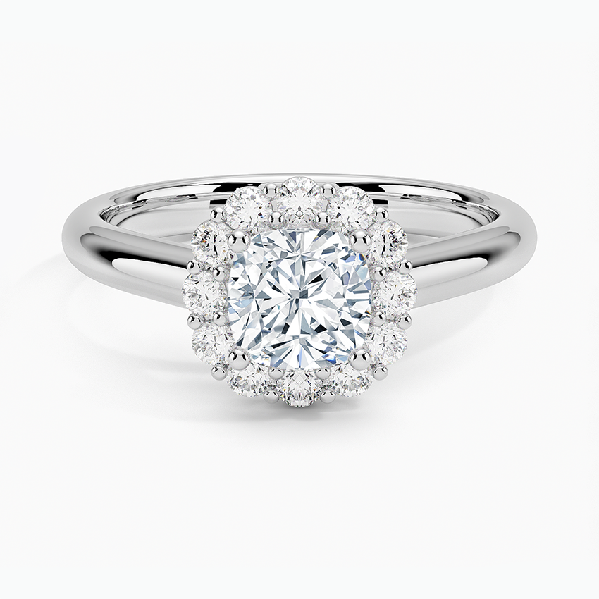 Lotus Flower Halo Diamond Ring (1/4 ct. tw.) Platinum Cushion Engagement Ring