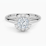Lotus Flower Halo Diamond Ring (1/4 ct. tw.) Platinum Cushion Engagement Ring