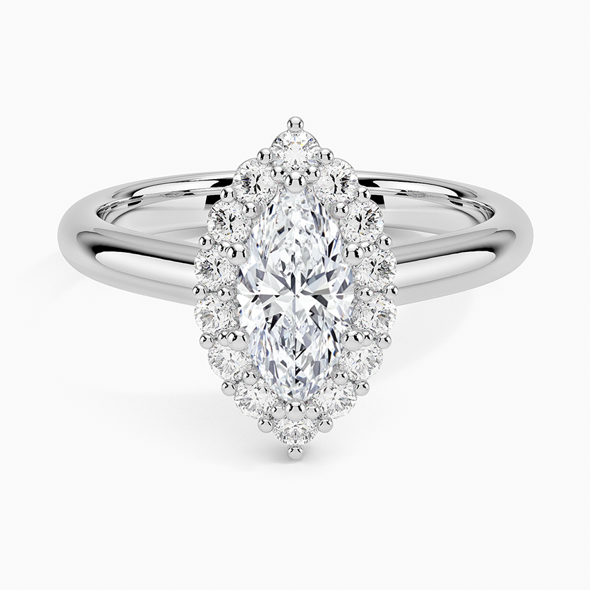 Lotus Flower Halo Diamond Ring (1/4 ct. tw.) Platinum Marquise Engagement Ring