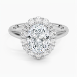 Lotus Flower Halo Diamond Ring (1/4 ct. tw.) Platinum Oval Engagement Ring
