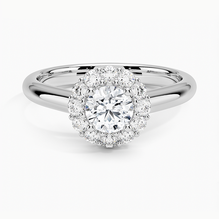 Lotus Flower Halo Diamond Ring (1/4 ct. tw.) Platinum Round Engagement Ring