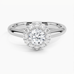 Lotus Flower Halo Diamond Ring (1/4 ct. tw.) Platinum Round Engagement Ring