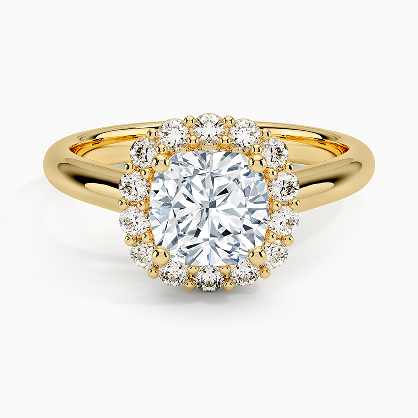 Lotus Flower Halo Diamond Ring (1/4 ct. tw.) Yellow Gold 18k Cushion Engagement Ring