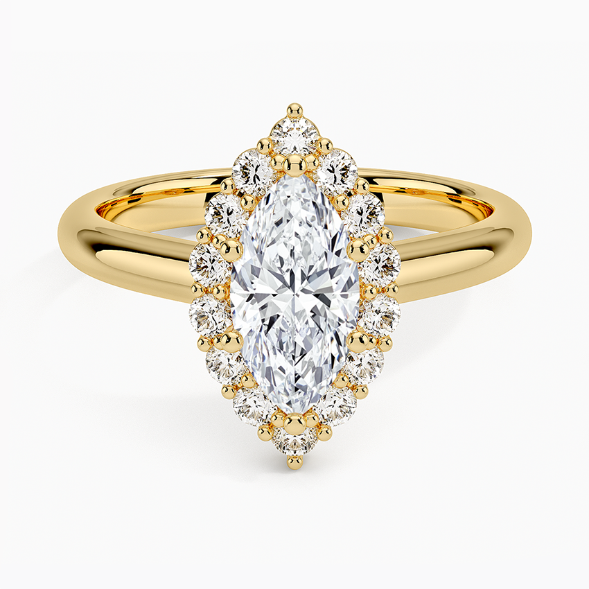 Lotus Flower Halo Diamond Ring (1/4 ct. tw.) Yellow Gold 18k Marquise Engagement Ring