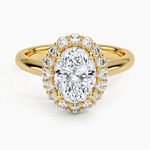Lotus Flower Halo Diamond Ring (1/4 ct. tw.) Yellow Gold 18k Oval Engagement Ring