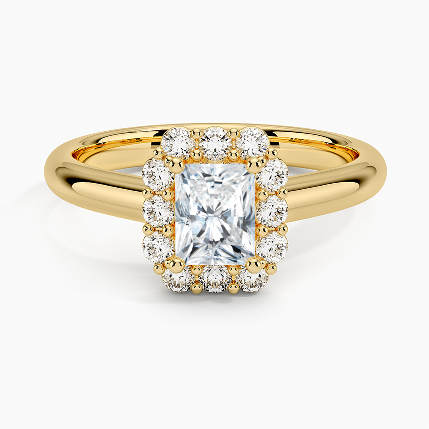 Lotus Flower Halo Diamond Ring (1/4 ct. tw.) Yellow Gold 18k Radiant Engagement Ring