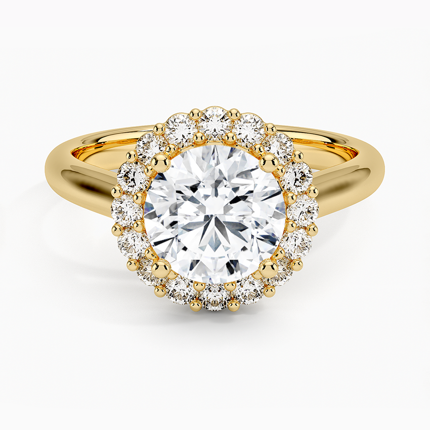 Lotus Flower Halo Diamond Ring (1/4 ct. tw.) Yellow Gold 18k Round Engagement Ring