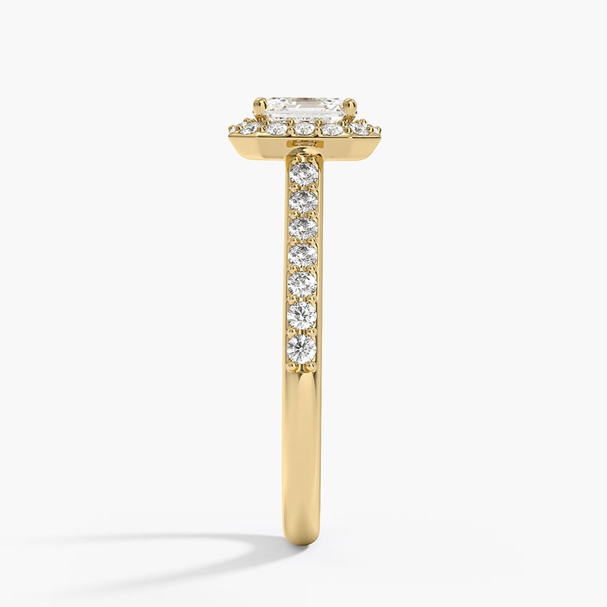 Halo Diamond Ring with Side Stones (1/3 ct. tw.) Yellow Gold 18k Asscher Engagement Ring