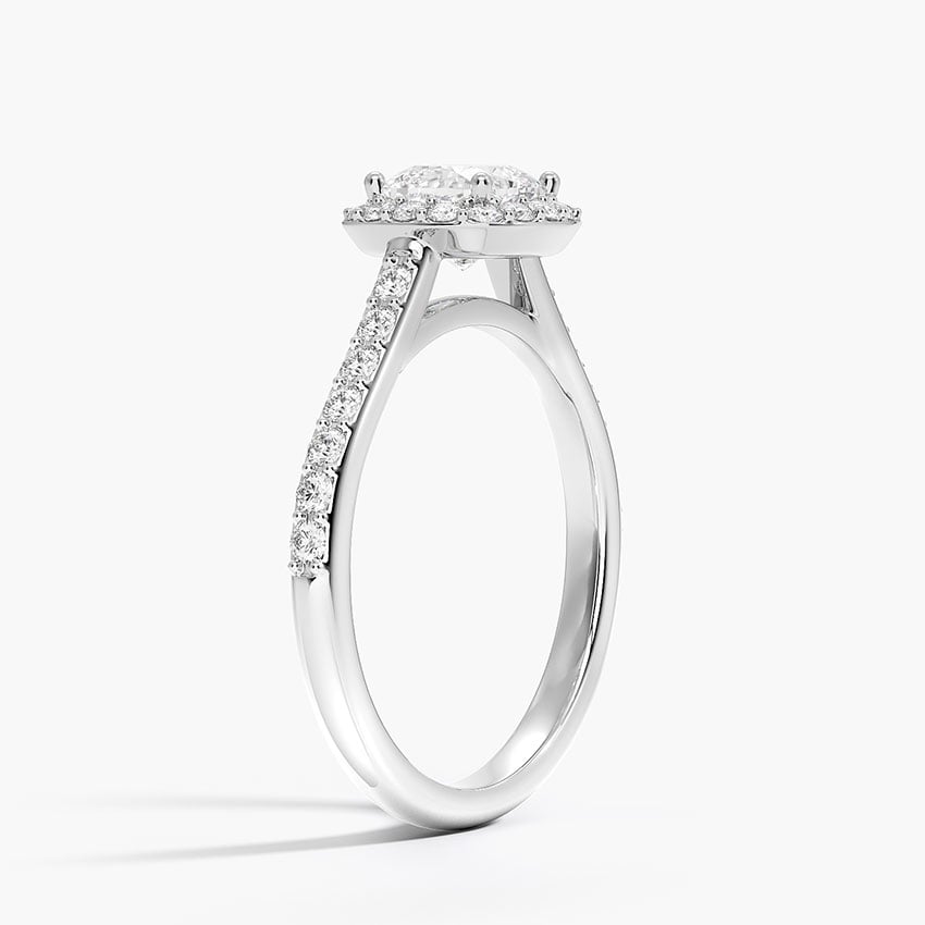 Halo Diamond Ring with Side Stones (1/3 ct. tw.) Platinum Cushion Engagement Ring