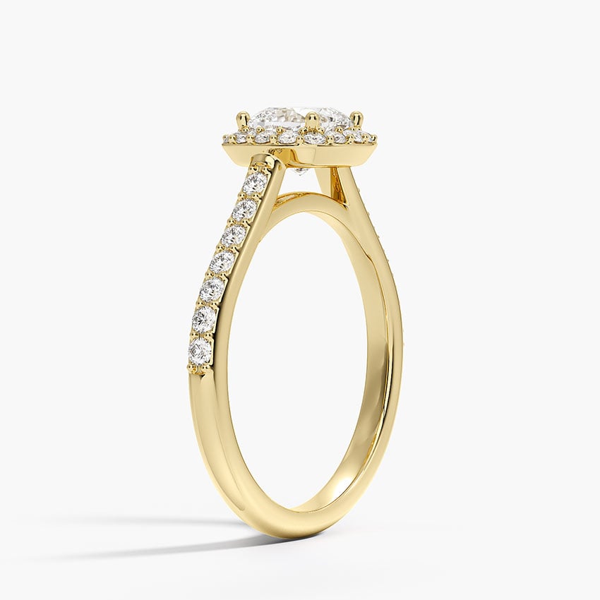 Halo Diamond Ring with Side Stones (1/3 ct. tw.) Yellow Gold 18k Cushion Engagement Ring
