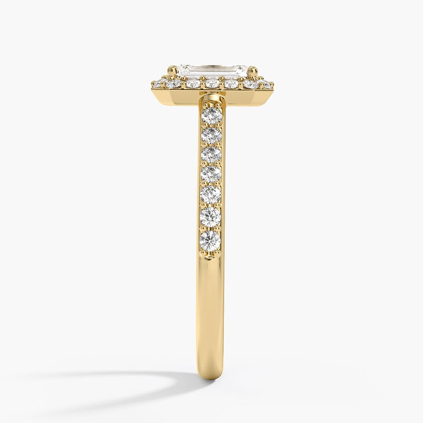 Halo Diamond Ring with Side Stones (1/3 ct. tw.) Yellow Gold 18k Emerald Engagement Ring