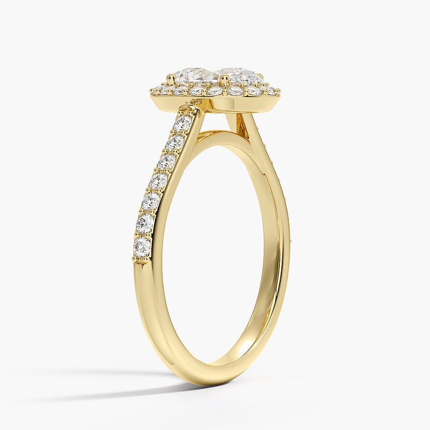Halo Diamond Ring with Side Stones (1/3 ct. tw.) Yellow Gold 18k Oval Engagement Ring