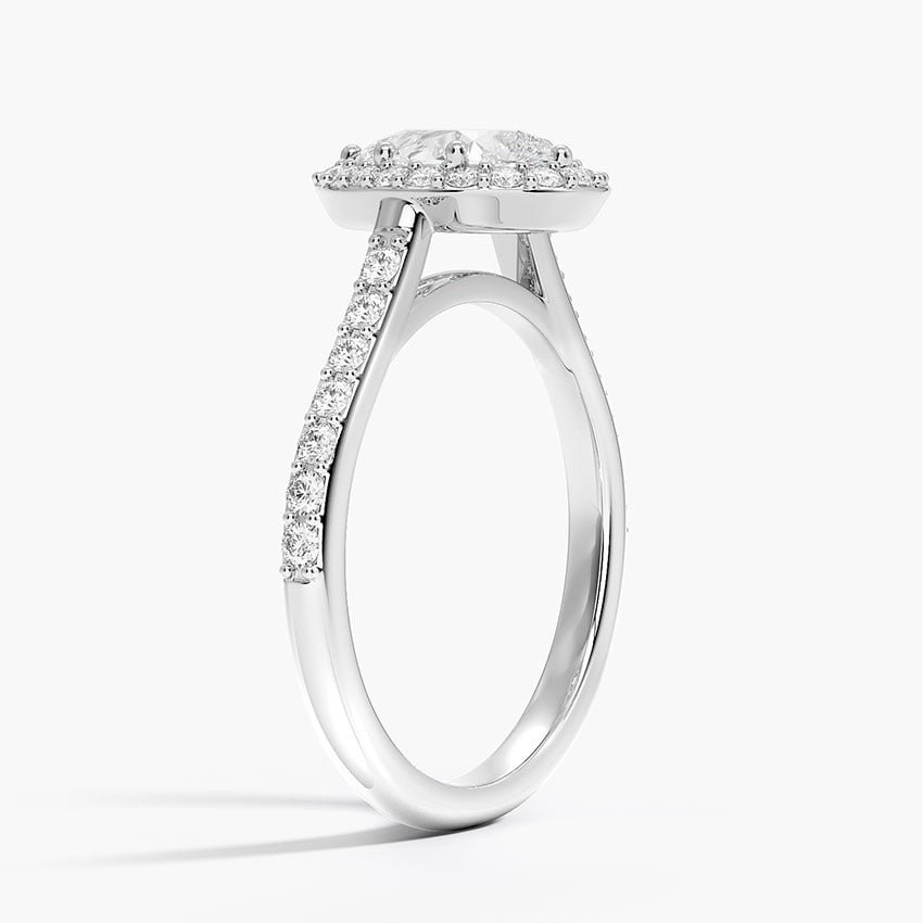 Halo Diamond Ring with Side Stones (1/3 ct. tw.) Platinum Pear Engagement Ring
