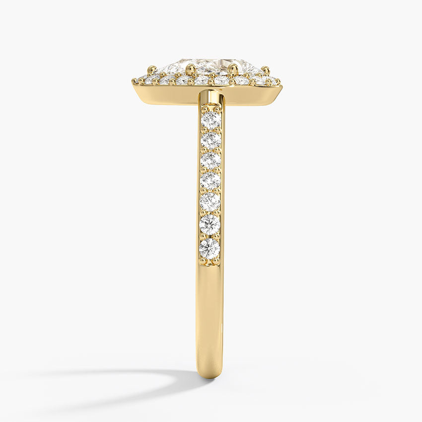 Halo Diamond Ring with Side Stones (1/3 ct. tw.) Yellow Gold 18k Pear Engagement Ring