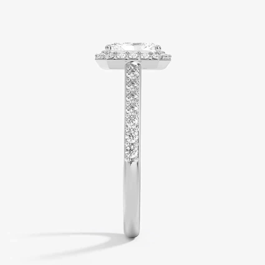 Halo Diamond Ring with Side Stones (1/3 ct. tw.) Platinum Radiant Engagement Ring