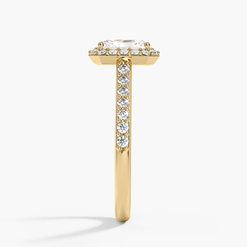 Halo Diamond Ring with Side Stones (1/3 ct. tw.) Yellow Gold 18k Radiant Engagement Ring