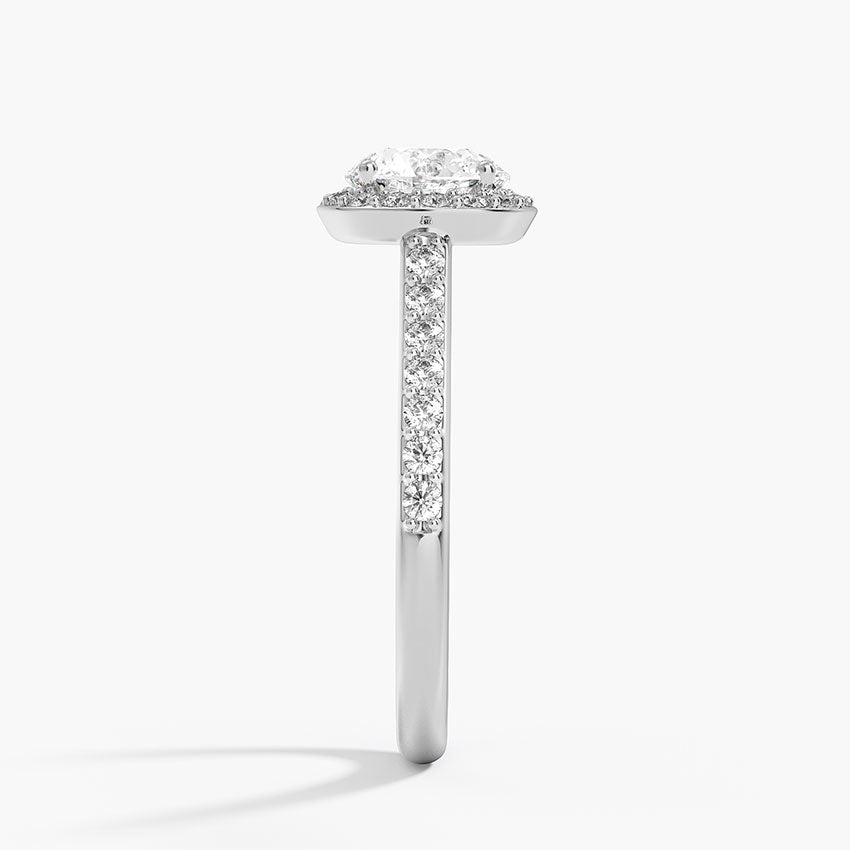 Halo Diamond Ring with Side Stones (1/3 ct. tw.) Platinum Round Engagement Ring