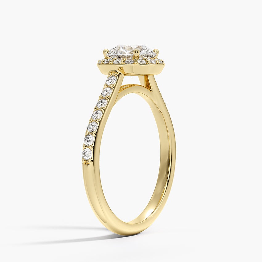 Halo Diamond Ring with Side Stones (1/3 ct. tw.) Yellow Gold 18k Round Engagement Ring