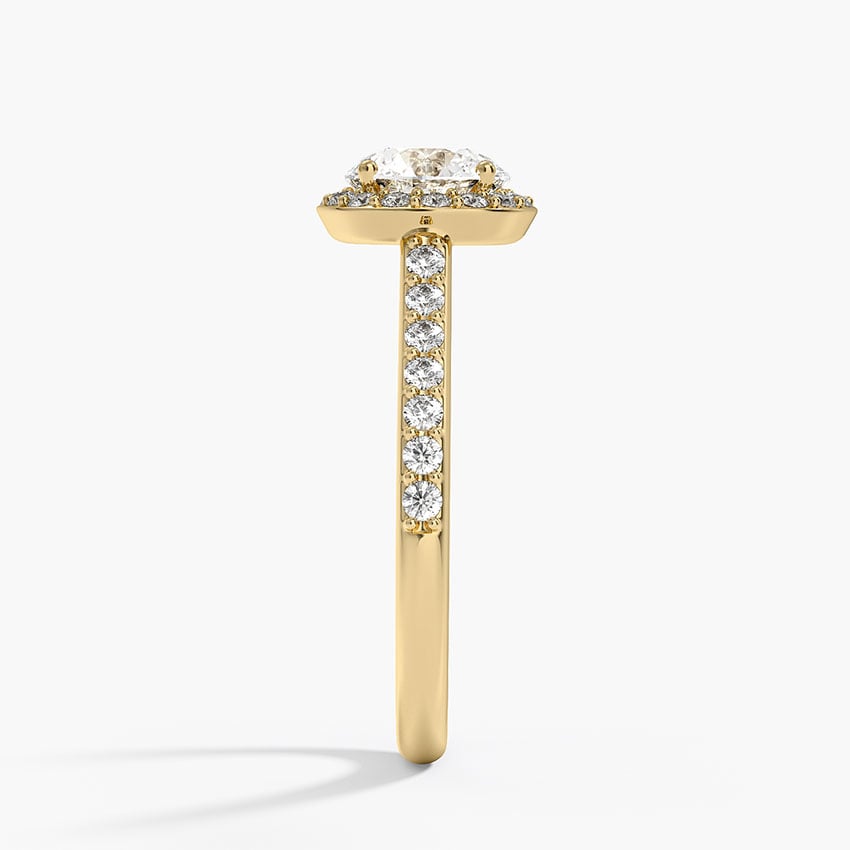 Halo Diamond Ring with Side Stones (1/3 ct. tw.) Yellow Gold 18k Round Engagement Ring