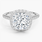 Halo Diamond Ring with Side Stones (1/3 ct. tw.) Platinum Cushion Engagement Ring