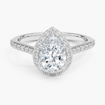 Halo Diamond Ring with Side Stones (1/3 ct. tw.) Platinum Pear Engagement Ring