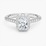 Halo Diamond Ring with Side Stones (1/3 ct. tw.) Platinum Radiant Engagement Ring