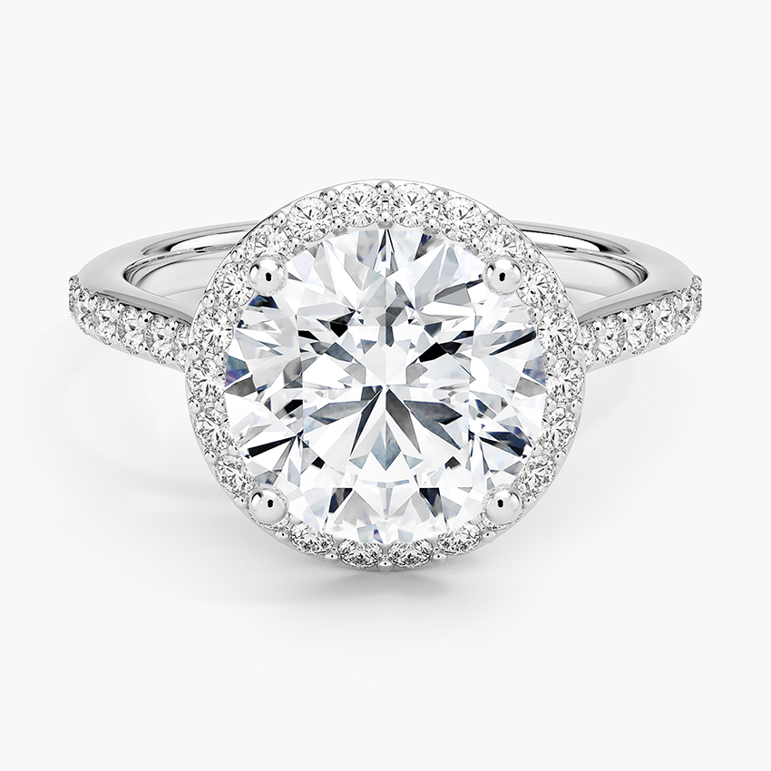Halo Diamond Ring with Side Stones (1/3 ct. tw.) Platinum Round Engagement Ring