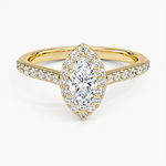 Halo Diamond Ring with Side Stones (1/3 ct. tw.) Yellow Gold 18k Marquise Engagement Ring