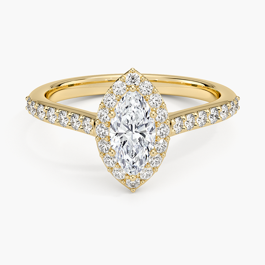 Halo Diamond Ring with Side Stones (1/3 ct. tw.) Yellow Gold 18k Marquise Engagement Ring