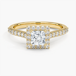 Halo Diamond Ring with Side Stones (1/3 ct. tw.) Yellow Gold 18k Princess Engagement Ring