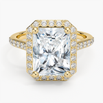 Halo Diamond Ring with Side Stones (1/3 ct. tw.) Yellow Gold 18k Radiant Engagement Ring