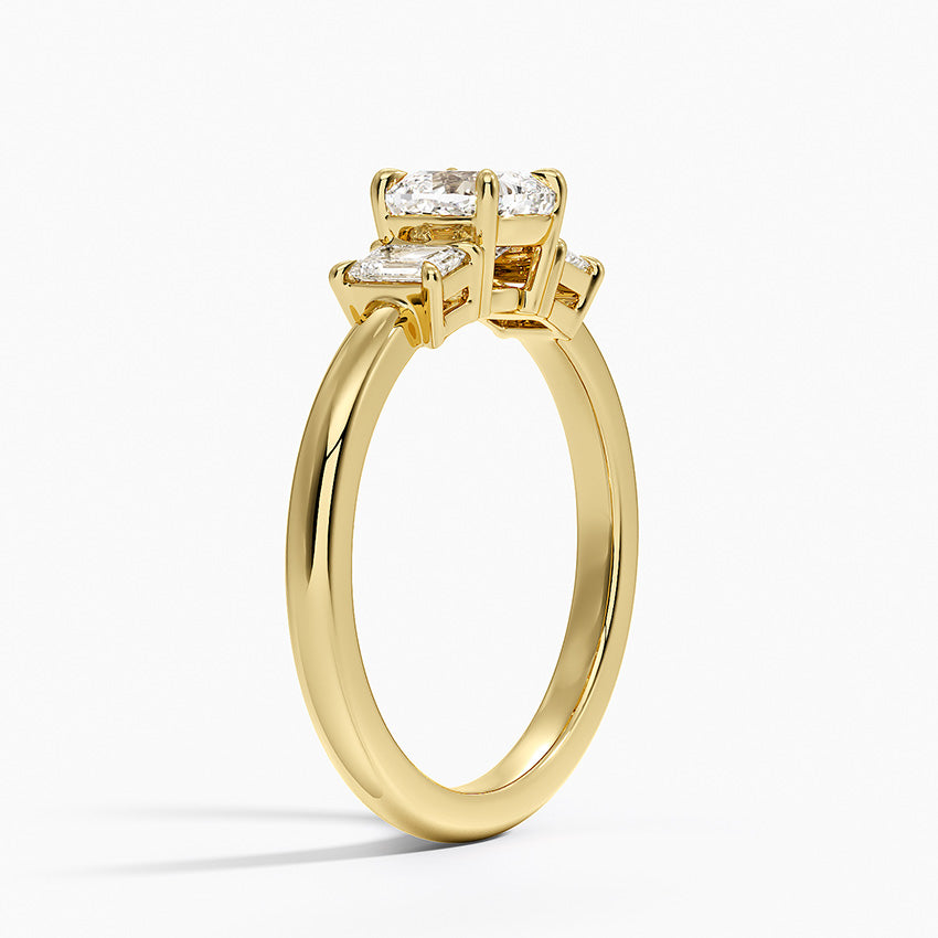 Petite Rhiannon Three Stone Diamond Ring (1/4 ct. tw.) Yellow Gold 18k Cushion Engagement Ring